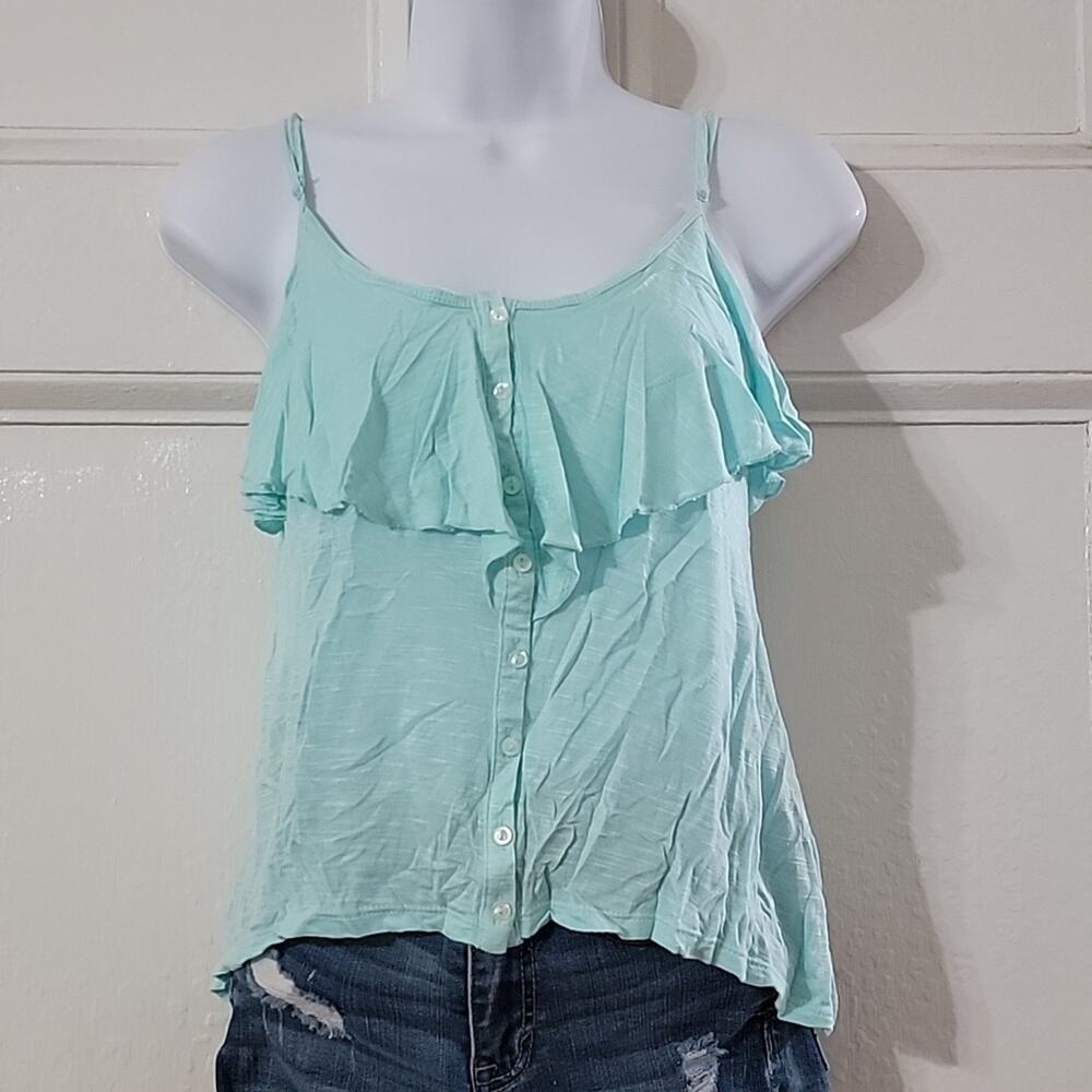 Women's XS Spaghetti Strap Ruffled Top Aeropostale Light Green